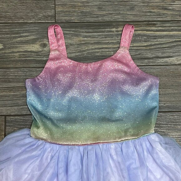 Zunie Girl’s Dress Size 10/12 Pink Ombre Sparkle Glitter Sleeveless Tiered M L - Picture 2 of 10